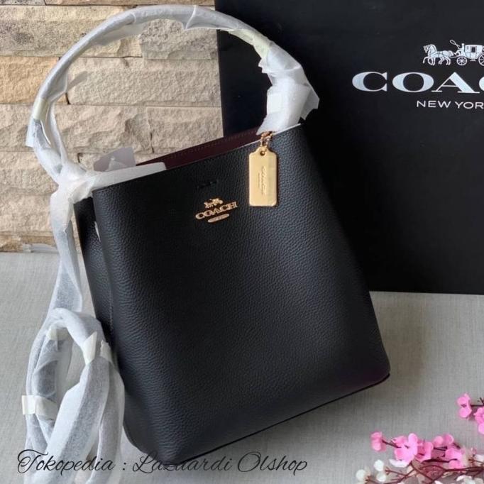 Tas Coach Original Wanita Small Town Bucket Bag Oxblood Black terlaris