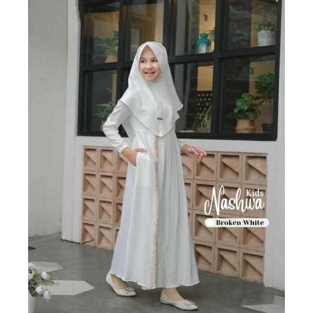 (.) Nashwa Set khimar Gamis Syari Anak Perempuan Model Terbaru 2024 / gamis anak perempuan usia 3 ta