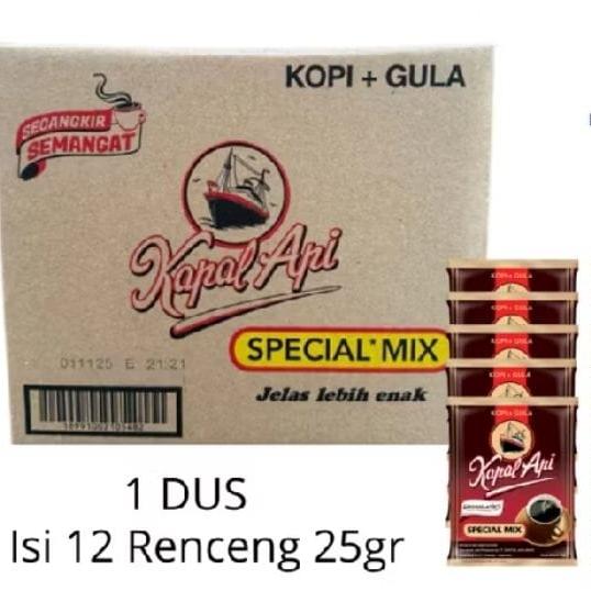 KOPI KAPAL API + GULA SPECIAL MIX COFFEE 1 DUS ISI 12 RENCENG 25GR MURAH MERIAH