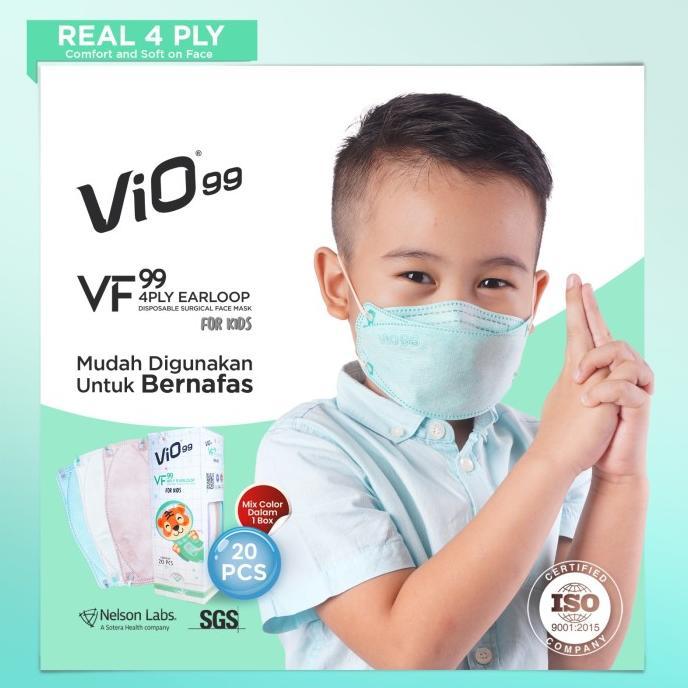 Vio Mask VF Kids 4 Ply - Masker Anak Vio VF Kids Mix Warna isi 20