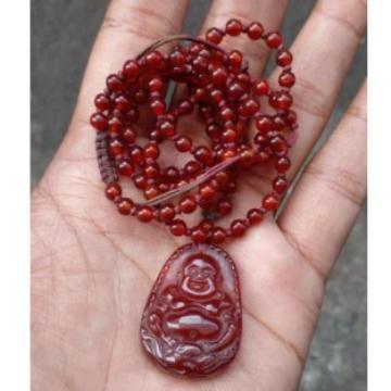 kalung liontin giok merah - liontin Budha Smile