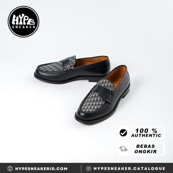 Sepatu CHRISTIAN DIOR GRANVILLE OBLIQUE JACQUARD BLACK CALFSKIN LOAFER 100% ORIGINAL