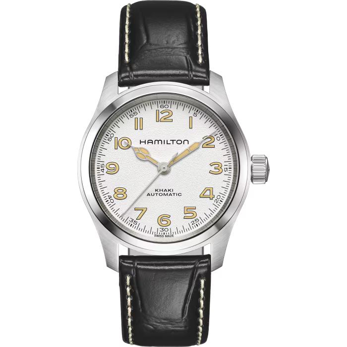 Hamilton Khaki Field Murph H70405710 38 mm White Dial Leather Band Men Watch H70405710