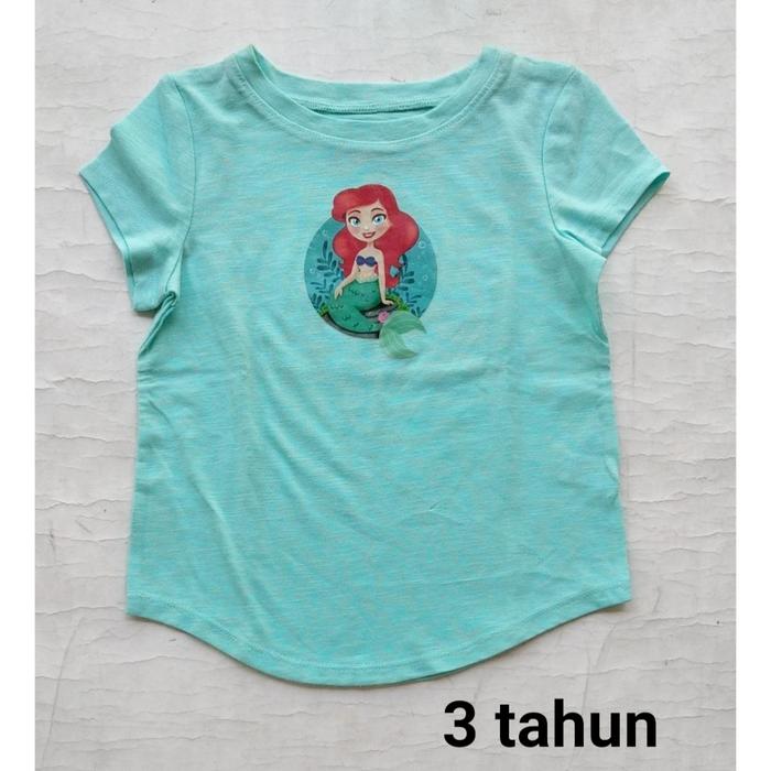Baju kaos atasan lengan pendek anak perempuan Jb 3 tahun biru ariel