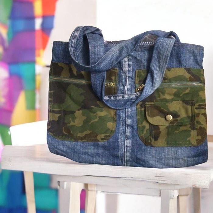 Tote Bag Denim Military Even River