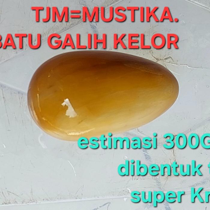 Batu Fosil Galih Kelor Berwarna Kuning Mas Berbentuk Telor Estimasi 300.Gram Super Kristal