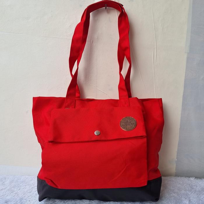 TAS TOTE CONVERSE WANITA SECOND BRANDED IMPORT / TAS TOP HANDLE WANITA MERAH
