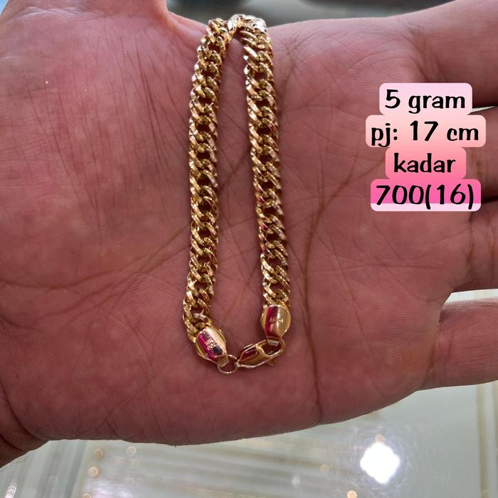 gelang tangan emas model rantai hollow.mas kadar 700(16k)