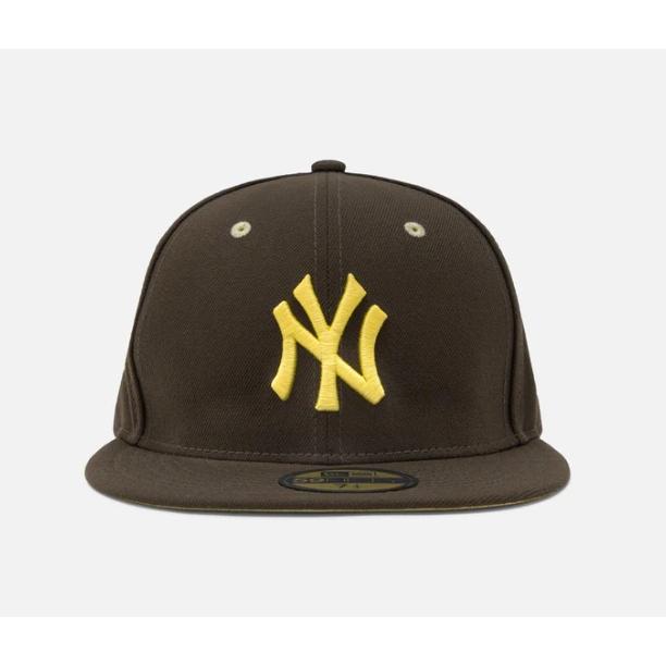 New Era 59Fifty Easter New York Yankees Cooperstown Soft Yellow Undervisor Walnut Cap Brown 100% Aut