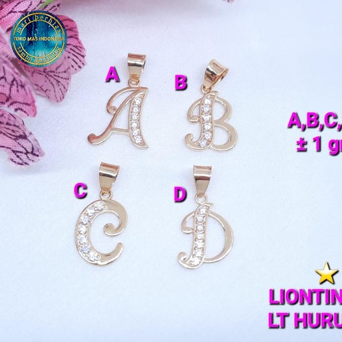 Liontin huruf emas asli kadar 700