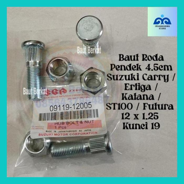 Irsa- Baut Roda Vitara / Futura / Carry Pendek Baut Mur Roda Suzuki Pendek Baut Roda Suzuki Pendek B