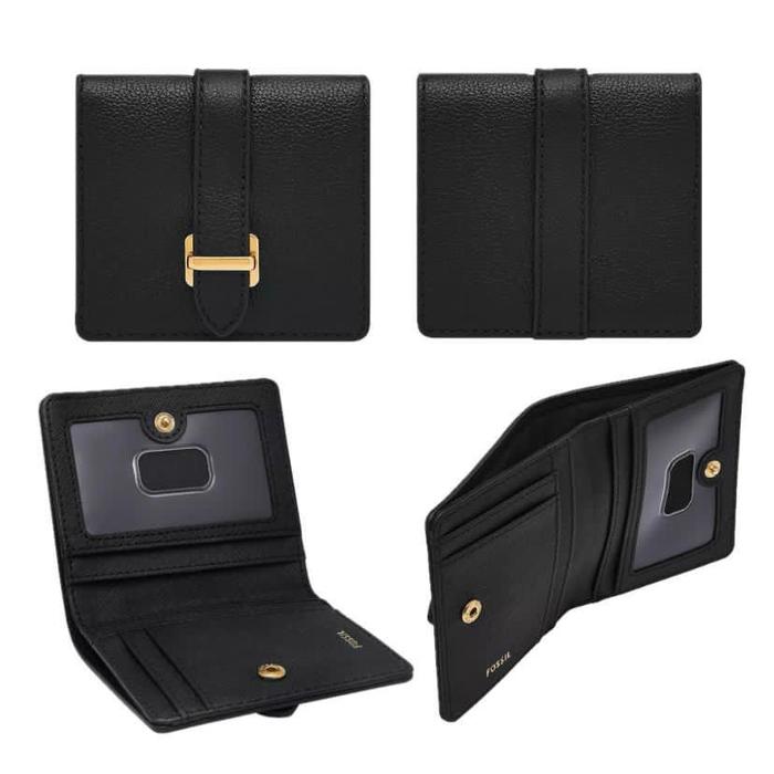dompet wanita fossil emery small snap bifold wallet black jb