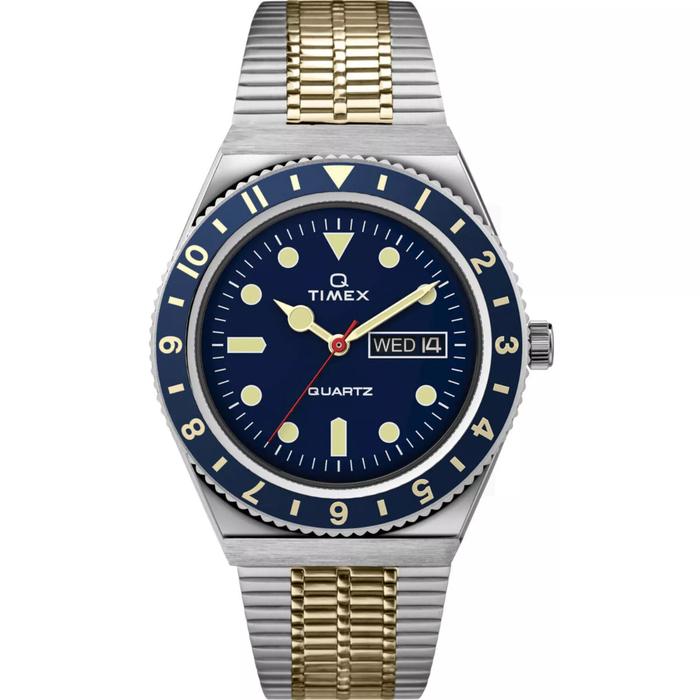 Timex Men's Watch Q Diver Quartz Blue Dial Stainless Steel Bracelet TW2V18400