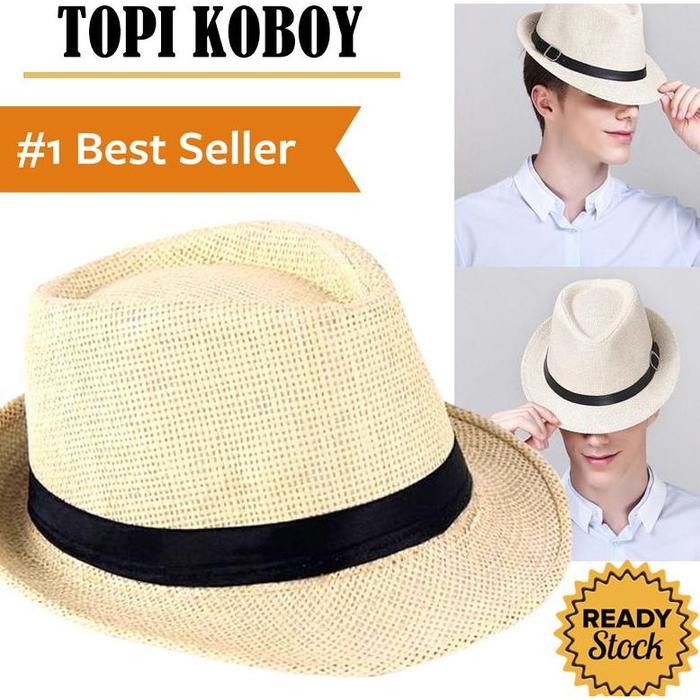 Ready Stok Topi Koboy Laken Pria Dewasa Fedora Koboi Tompi Vintage Cowboy Cap Coboy Jazz Panama Kere