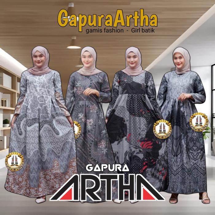 GAMIS BATIK ABU ABU SILVER BAJU WANITA GAMIS BUSUI WUDHU FRIENDLY SIZE STANDAR DAN SIZE JUMBO | BAJU