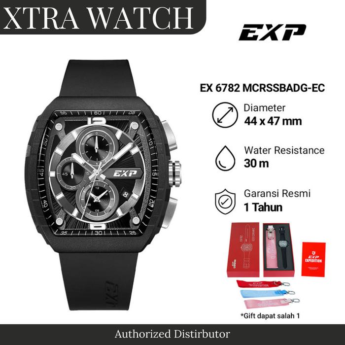 JAM TANGAN PRIA EXPEDITION EXP 6782 / E6782 ORIGINAL CHRONOGRAPH - BLACK LIST SILVER