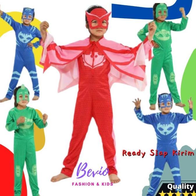 Stock Ready Baju Kostum Pj Masks Anak Karakter Gecko Owlette Cat Impor Laki Cewek Terlaris