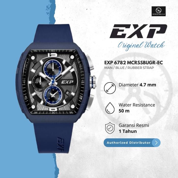 EXPEDITION EXP 6782 / EX6782 - JAM TANGAN PRIA TANGGAL DAN CHRONO AKTIF STRAP RUBBER ORIGINAL - BLUE