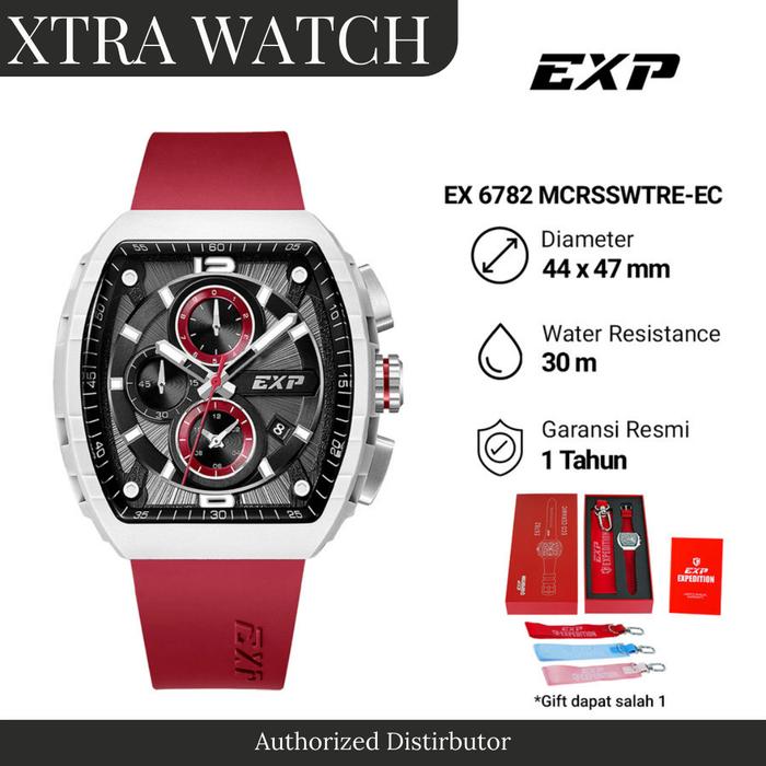 JAM TANGAN PRIA EXPEDITION EXP 6782 / E6782 ORIGINAL CHRONOGRAPH - RED SILVER