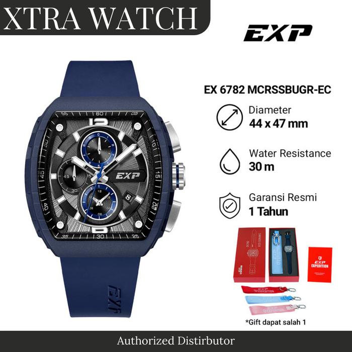JAM TANGAN PRIA EXPEDITION EXP 6782 / E6782 ORIGINAL CHRONOGRAPH - NAVY LIST SILVER