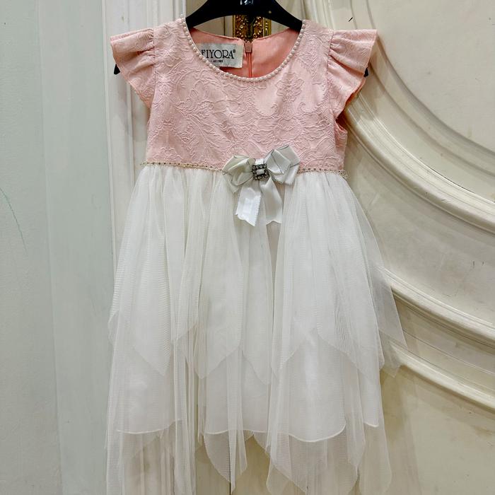 Dress Fiyora Gaun Fiyora Dress Anak Perempuan Fiyora Dress Pesta Pink White Lace