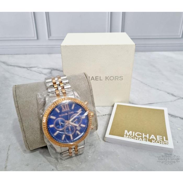 Jam Tangan Michael Kors Lexington Two-tone Chronograph Mewah Sporty Original MK8412