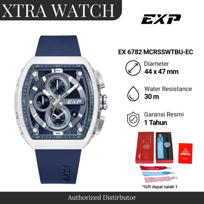 JAM TANGAN PRIA EXPEDITION EXP 6782 / E6782 ORIGINAL CHRONOGRAPH - NAVY SILVER