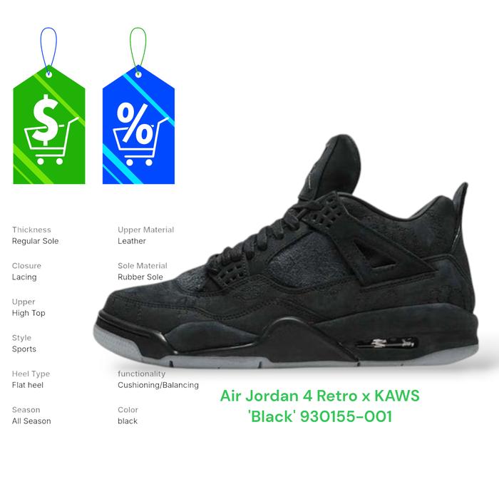 Air Jordan 4 Retro x KAWS 'Black' 930155-001