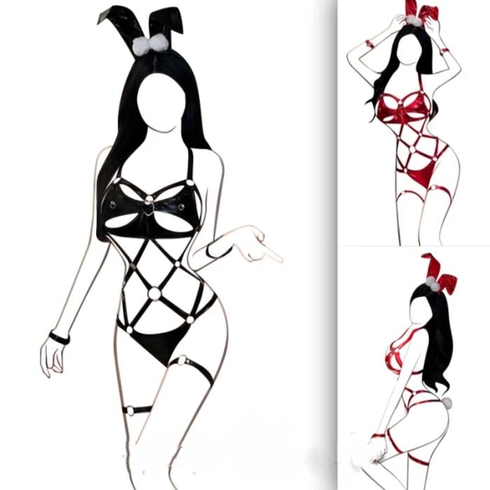 Lingerie Sexy Teddy Cosplay PREMIUM Tali Kulit Latex Import