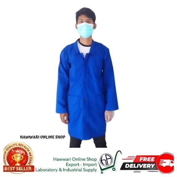 Jas Lab Lengan Panjang Warna Biru