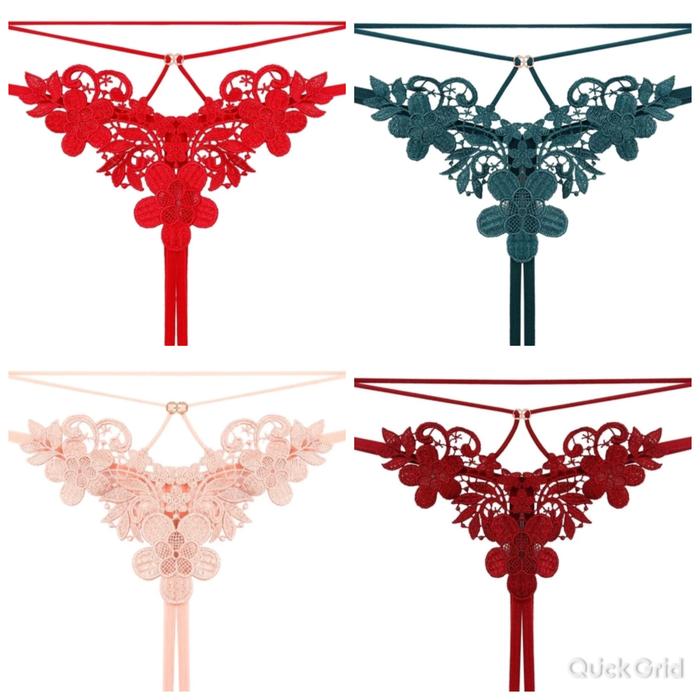 Celana Dalam Wanita Gstring Tali Satu Bordir Import