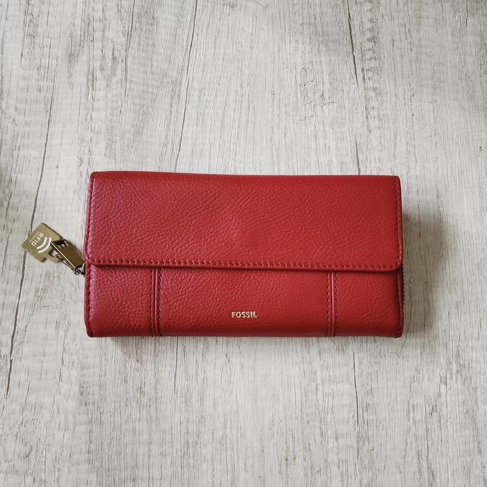 dompet wanita fossil jori flap clutch red ej