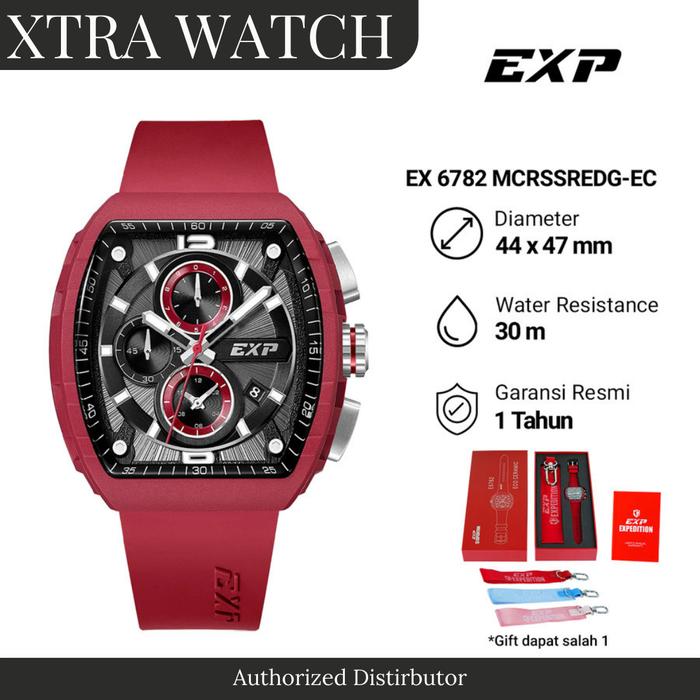 JAM TANGAN PRIA EXPEDITION EXP 6782 / E6782 ORIGINAL CHRONOGRAPH - RED LIST SILVER