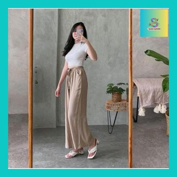Sya""" Celana Kulot Celana Panjang Anak 5-15Thn Panjang Anak Usia 5-15Thn Loose High Waist Wanita Lo