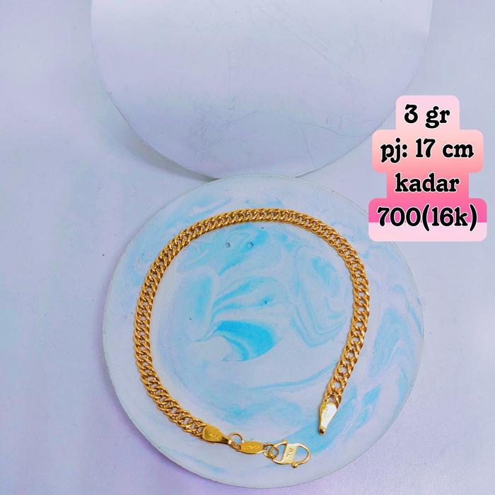 gelang tangan emas model rantai hollow.mas kadar 700(16k)