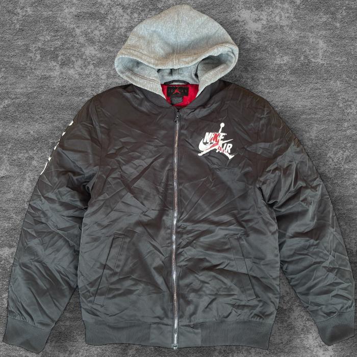 [A030] JAKET BOMBER HOODIE NIKE AIR JORDAN ORIGINAL BLACK GREY