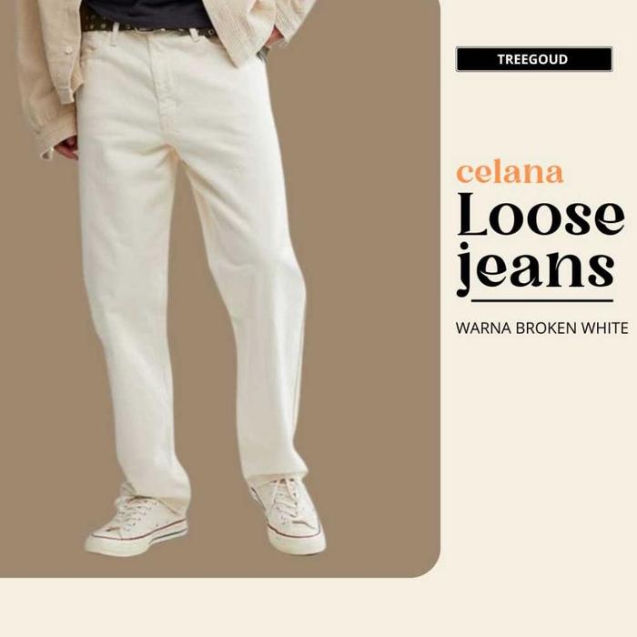 Treegoud~Celana Baggy Jeans Hitam Pria Loose Jeans Broken White Celana Jeans Panjang Celana Gombrong