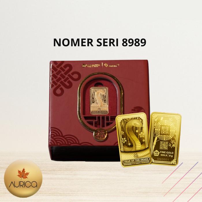 Logam Mulia Antam Edisi Imlek ( Ular Series )- Nomor Seri Cantik 8989 - 8 Gram