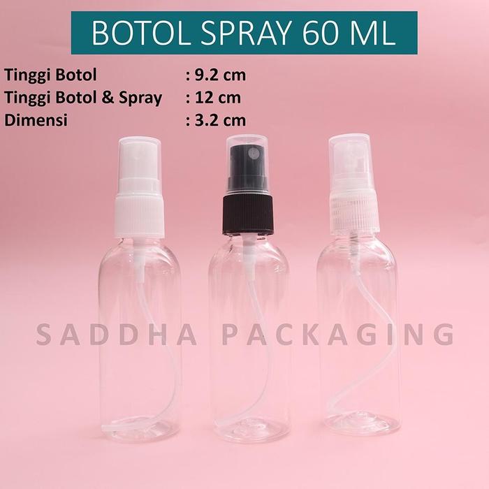 Botol Spray Clear 60ml / Botol PET 60 ml / Botol Plastik Parfum / Botol Spray Hand Sanitizer