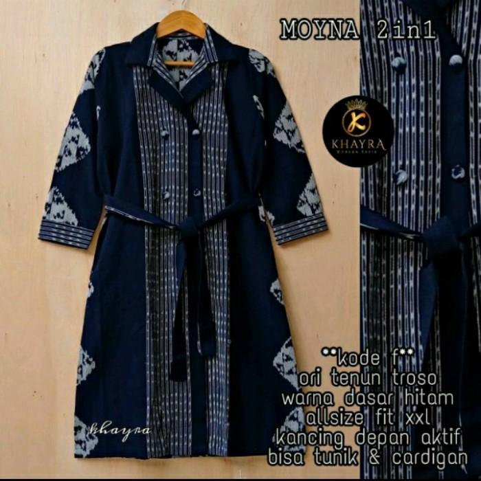Blazer Moyna 2 in 1 Blazer Cardigan Tenun Troso Cardigan Wanita Kerja