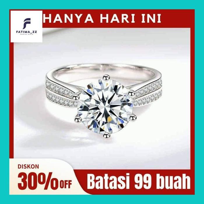 Fatim/// Taylor Morgan Cincin Berlian Moissanite Untuk Wanita Cincin Berlian Bulat Starlight 1Ct/2Ct