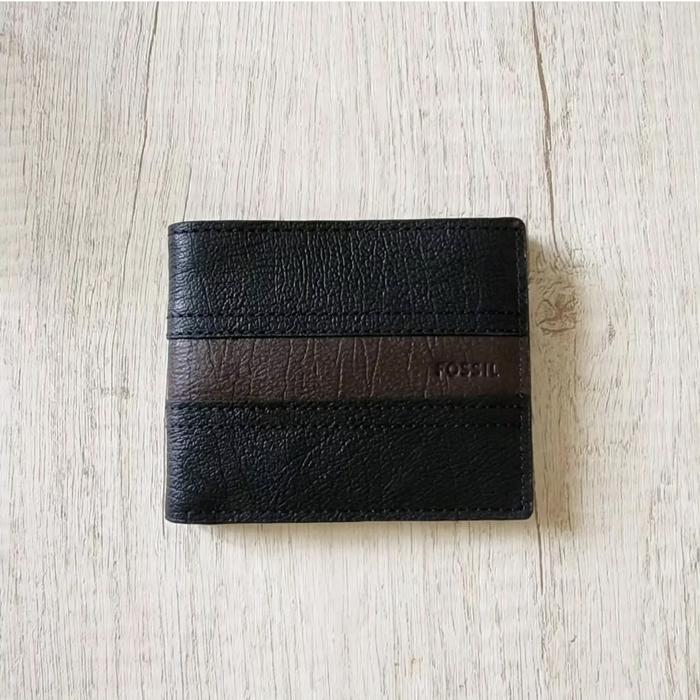 dompet pria fossil kieran traveler wallet black brown ej