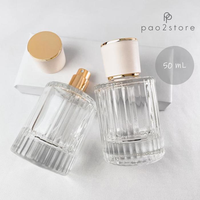 Botol Parfum 50ml Spray Motif Salur / Garis Kaca Clear Tebal Isi Ulang Minyak Wangi - CHL