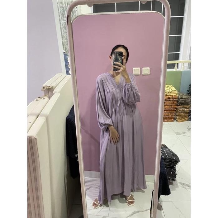 NABO - Kufnat Long Dress Lilac (Dress Panjang Bahan Rayon) | Nabo Boho Long Dress Lilac Ungu Muda