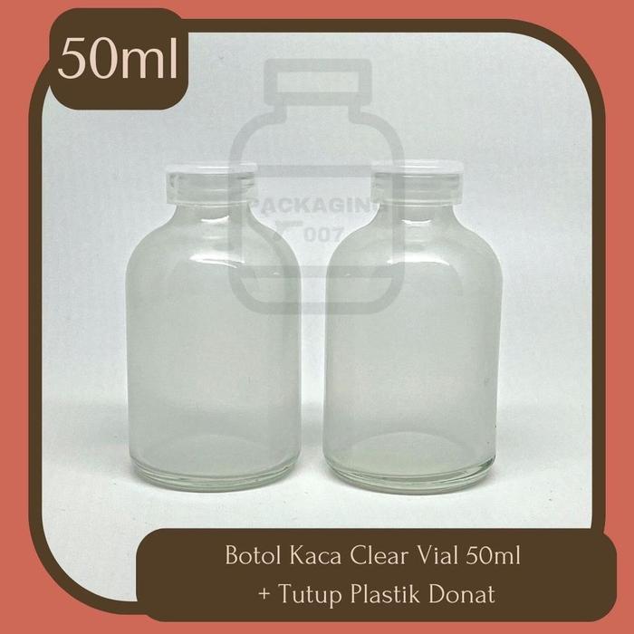 Botol Kaca Vial Clear Reed Diffuser 50ml Tutup Plastik Donat