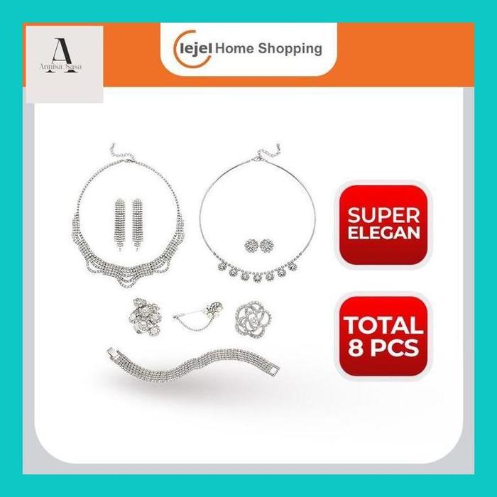 Anni_- Gaetano Party Jewelry Set Perhiasan Korea 8Pcs - Lejel Home Shopping