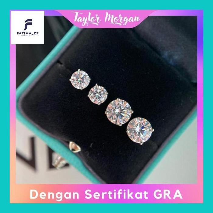 Fatim/// Taylor Morgan Anting Angel Four Claws Moissanite Diamond Earrings Anting Pejantan Berlian S