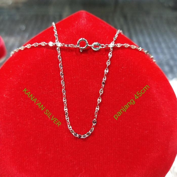 Kalung toscano perak 925 kalung biji timun 45cm  lapisan emas putih