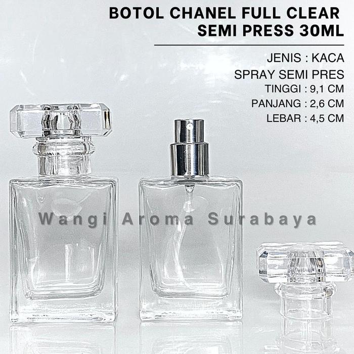 Botol Parfum Chanel 30ML Full Clear / Bening Semi Press - Botol Parfum Chanel Clear Semi Press - Bot