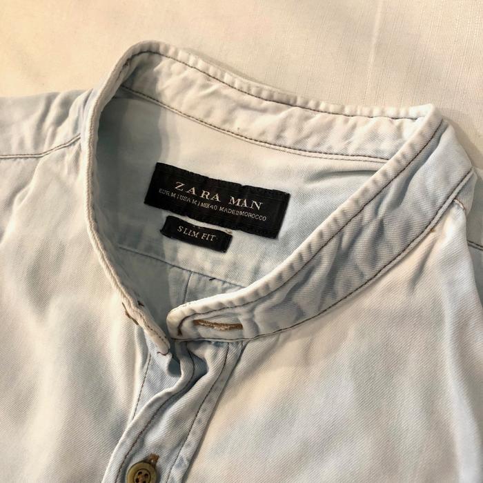 ZARA Man Kemeja Tanpa Kerah Original slimfit Preloved - Lengan Panjang / Bisa dilipat
